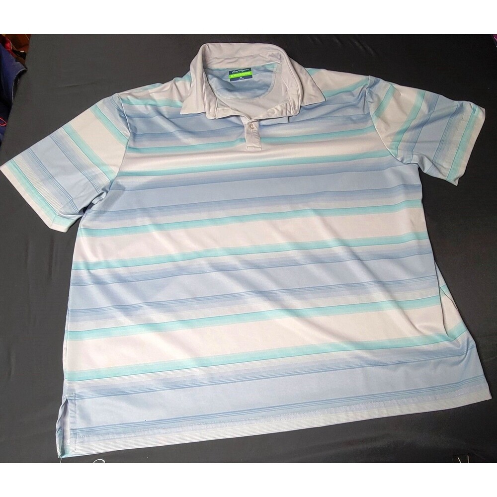 Ben Hogan Performance Stretch Polo Men's Size 2XL Light Blue Green Striped